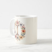 イニシャルフラワーボホフラワーマグ コーヒーマグカップ (正面左)