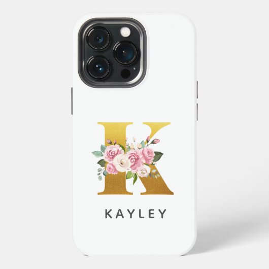 イニシャルフラワーモノグラムK 名前入り iPhoneケース (裏面)