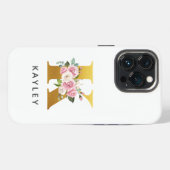 イニシャルフラワーモノグラムK 名前入り iPhoneケース (裏面横)
