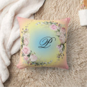 イニシャルフローラデザイン装飾用クッション クッション (ブランケット)