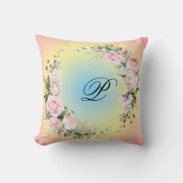 イニシャルフローラデザイン装飾用クッション クッション