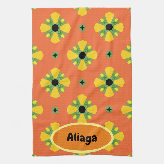 イニシャルブライト誕生日またはアニバーサリーギフト キッチンタオル (縦)