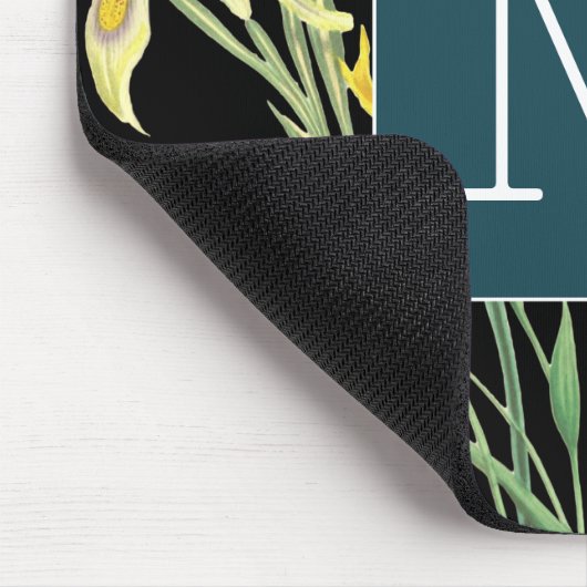 イニシャルブラック背景lかわいいターコイズ縁ど マウスパッド (コーナー)