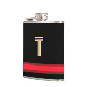 イニシャルブラック+レッドでパーソナライズストライプ フラスク (左)