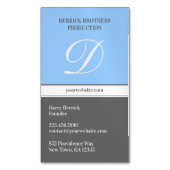 イニシャルブルーグレー マグネット名刺 (正面縦)