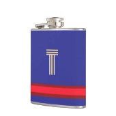 イニシャルブルー+赤でパーソナライズストライプ フラスク (左)