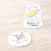 イニシャルプラスネーム&フラワーズデザイン コースター (側面)