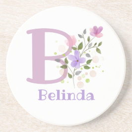 イニシャルプラスネーム&フラワーズデザイン コースター