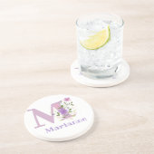 イニシャルプラスネーム&フラワーズデザイン コースター (側面)