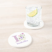 イニシャルプラスネーム&フラワーズデザイン コースター (側面)