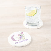 イニシャルプラスネーム&フラワーズデザイン コースター (側面)