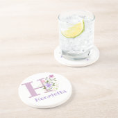 イニシャルプラスネーム&フラワーズデザイン コースター (側面)