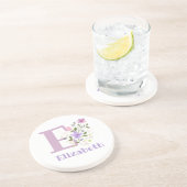 イニシャルプラスネーム&フラワーズデザイン コースター (側面)