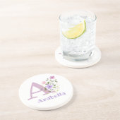 イニシャルプラスネーム&フラワーズデザイン コースター (側面)