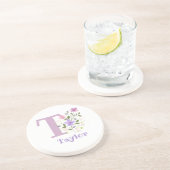 イニシャルプラスネーム&フラワーズデザイン コースター (側面)