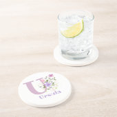 イニシャルプラスネーム&フラワーズデザイン コースター (側面)