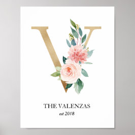 イニシャルプリント, アルファベット V, 結婚祝い, ベビー・チャイルド・キッズ ポスター