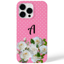 イニシャルボホピンク水玉模様とフローラガーリーl