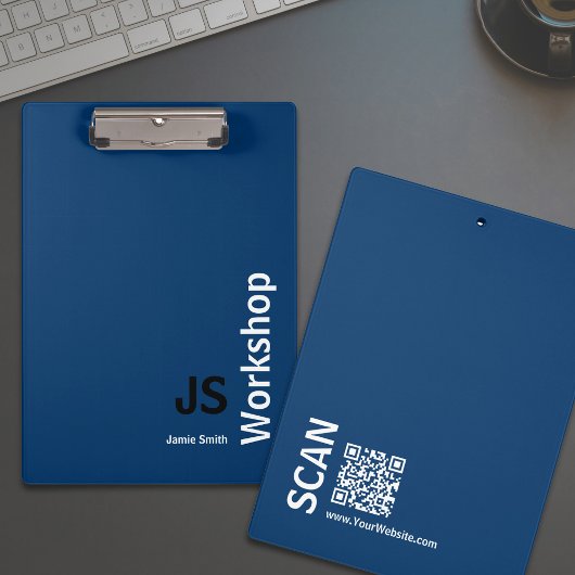 イニシャルミニマルブラックブルーホワイトワークショップ クリップボード