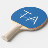イニシャルモダンと名前（白と青） 卓球ラケット (正面アングル)