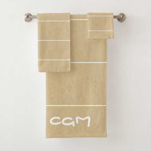 イニシャルモダンスタイル素朴な木の背景茶色 バスタオルセット (インサイチュ)