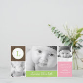 イニシャルモダンベビーガール誕生のお知らせ 案内状 (スタンド正面)