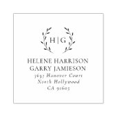 イニシャルモダンボタニカル2名住所 ラバースタンプ (インプリント)