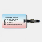 イニシャルモダンモノグラムブルーピンク白グラデーション ラゲッジタグ (裏面横)