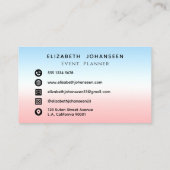 イニシャルモダンモノグラムブルーピンク白グラデーション 名刺 (裏面)