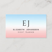 イニシャルモダンモノグラムブルーピンク白グラデーション 名刺 (正面)