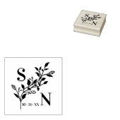 イニシャルモダンワイルドフラワー結婚ズのシックな枝 ラバースタンプ (押印)