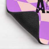 イニシャルモダン市松模様にピンク紫クール マウスパッド (コーナー)