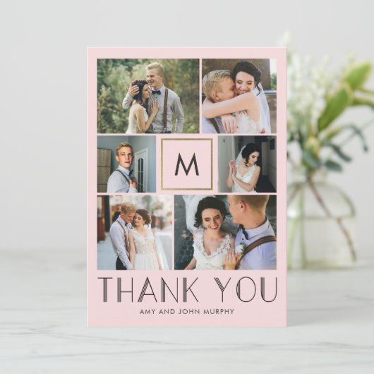 イニシャルモダン編集結婚可能な色 サンキューカード (スタンド正面)