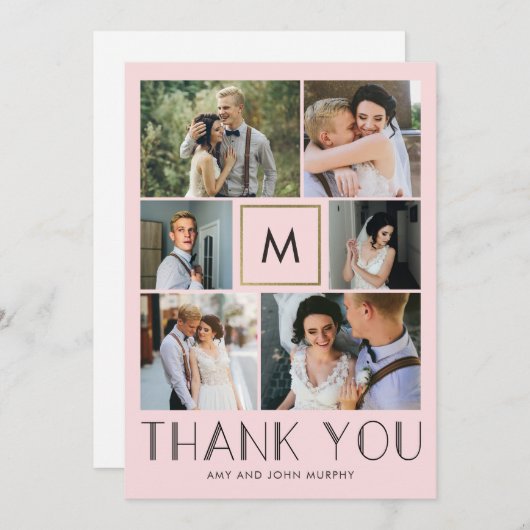 イニシャルモダン編集結婚可能な色 サンキューカード (正面/裏面)