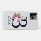 イニシャルモダンBピンクボホガーリーフローラ Case-Mate iPhoneケース (裏面(横))