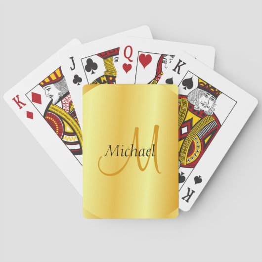 イニシャルモノグラカスタムムエレガント金ゴールドテンプレート トランプ (裏面)