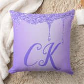イニシャルモノグラムと紫グリッター | クッション (ブランケット)
