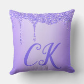 イニシャルモノグラムと紫グリッター | クッション (裏面)