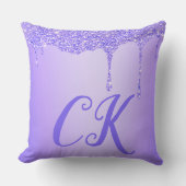 イニシャルモノグラムと紫グリッター | クッション (正面)