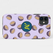 イニシャルモノグラムのかわいいパッションフルーツ紫 Case-Mate iPhoneケース (裏面(横))