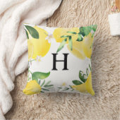 イニシャルモノグラムのサマーレモンガーデンイエロー クッション (ブランケット)