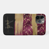 イニシャルモノグラムのズブラックブルゴーニュ金ゴールド Case-Mate iPhoneケース (裏面(横))