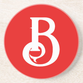 イニシャルモノグラムのレター赤クラシカル白 コースター