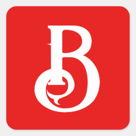 イニシャルモノグラムのレター赤クラシカル白 スクエアシール