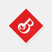 イニシャルモノグラムのレター赤クラシカル白 スタンダードカクテルナプキン (角)