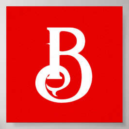 イニシャルモノグラムのレター赤クラシカル白 ポスター