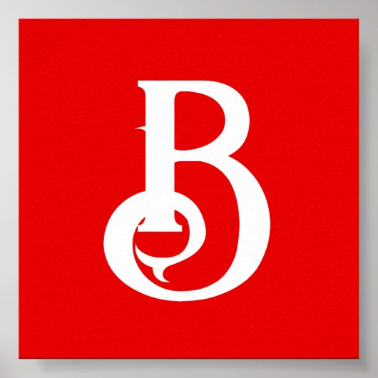 イニシャルモノグラムのレター赤クラシカル白 ポスター (正面)