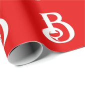 イニシャルモノグラムのレター赤クラシカル白 ラッピングペーパー (ロールコーナー)