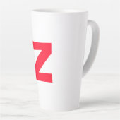 イニシャルモノグラムのレッド巨大な文字の名前 カフェラテマグ (右アングル)