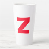 イニシャルモノグラムのレッド巨大な文字の名前 カフェラテマグ (正面)